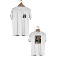 Hero Tasarım BLL1953 Beyaz Time To Fly Ön Arka Baskılı Bisiklet Yaka Kısa Kollu Erkek T-shirt