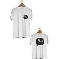 Hero Tasarım BLL1958 Beyaz Uzay Astronotu Ön Arka Baskılı Bisiklet Yaka Kısa Kollu Erkek T-shirt