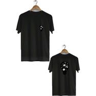 Hero Tasarım BLL1981 Siyah Uzay Ön Arka Baskılı Bisiklet Yaka Erkek T-shirt