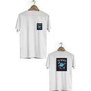 Hero Tasarım BLL1984 Beyaz To Space Ön Arka Baskılı Bisiklet Yaka Kısa Kollu Erkek T-shirt