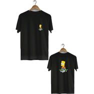 Hero Tasarım BLL211 Siyah Simpson Ön Arka Baskılı Bisiklet Yaka Kısa Kollu Erkek T-shirt