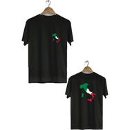 Hero Tasarım BLL2145 Siyah İtalya Ön Arka Baskılı Bisiklet Yaka Kısa Kollu Erkek T-shirt