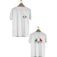 Hero Tasarım BLL2245 Beyaz İtalya Ön Arka Baskılı Bisiklet Yaka Kısa Kollu Erkek T-shirt