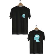 Hero Tasarım BLL226 Siyah Özgür Düşünce Ön Arka Baskılı Bisiklet Yaka Kısa Kollu Erkek T-shirt