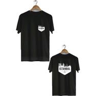 Hero Tasarım BLL2280 Siyah İstanbul Ön Arka Baskılı Bisiklet Yaka Kısa Kollu Erkek T-shirt