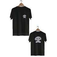 Hero Tasarım BLL2334 Siyah Fil Ön Arka Baskılı Bisiklet Yaka Kısa Kollu Erkek T-shirt