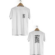 Hero Tasarım BLL2368 Beyaz Game Ön Arka Baskılı Bisiklet Yaka Kısa Kollu Erkek T-shirt