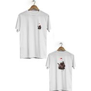 Hero Tasarım BLL2373 Beyaz İtachi Ön Arka Baskılı Bisiklet Yaka Kısa Kollu Erkek T-shirt