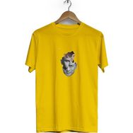 Hero Tasarım BLL240 3 Boyutlu Yüz Bisiklet Yaka Kısa Kollu Sarı T-shirt
