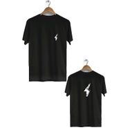 Hero Tasarım BLL242 Siyah Şimşek Ön Arka Baskılı Bisiklet Yaka Kısa Kollu Erkek T-shirt