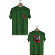 Hero Tasarım BLL258 Haki Marjinal Ön Arka Baskılı Bisiklet Yaka Kısa Kollu Erkek T-shirt