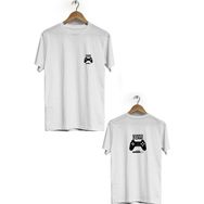 Hero Tasarım BLL2608 Beyaz Gamer Zone Ön Arka Baskılı Bisiklet Yaka Kısa Kollu Erkek T-shirt