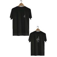 Hero Tasarım BLL2805 Siyah Şehadet Ön Arka Baskılı Bisiklet Yaka Kısa Kollu Erkek T-shirt