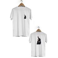 Hero Tasarım BLL283 Beyaz Maymun Ön Arka Baskılı Bisiklet Yaka Kısa Kollu Erkek T-shirt