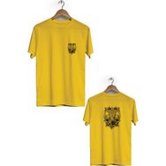 Hero Tasarım BLL2842 Sarı Kuru Kafa Ön Arka Baskılı Bisiklet Yaka Kısa Kollu Erkek T-shirt