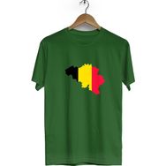Hero Tasarım BLL2854 Almanya Bayrağı Haki Bisiklet Yaka Kısa Kollu Unisex T-shirt