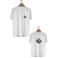 Hero Tasarım BLL287 Beyaz Uzay Ön Arka Baskılı Bisiklet Yaka Erkek T-shirt