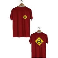 Hero Tasarım BLL2872 Bordo Gamer Zone Ön Arka Baskılı Bisiklet Yaka Kısa Kollu Erkek T-shirt
