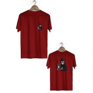 Hero Tasarım BLL2882 Bordo Hacker Ön Arka Baskılı Bisiklet Yaka Kısa Kollu Erkek T-shirt
