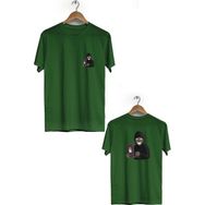 Hero Tasarım BLL2882 Haki Hacker Ön Arka Baskılı Bisiklet Yaka Kısa Kollu Erkek T-shirt