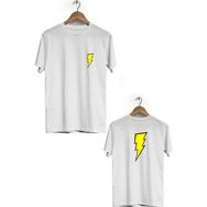 Hero Tasarım BLL2890 Beyaz Flash Ön Arka Baskılı Bisiklet Yaka Kısa Kollu Erkek T-shirt