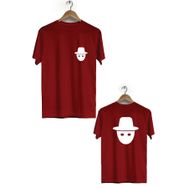 Hero Tasarım BLL2891 Bordo Gizli Sekme Ön Arka Baskılı Bisiklet Yaka Erkek T-shirt