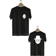 Hero Tasarım BLL2891 Siyah Gizli Sekme Ön Arka Baskılı Bisiklet Yaka Kısa Kollu Erkek T-shirt