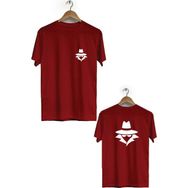 Hero Tasarım BLL2900 Bordo Gizli Sekme Ön Arka Baskılı Bisiklet Yaka Kısa Kollu Erkek T-shirt