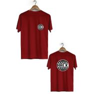 Hero Tasarım BLL2911 Bordo Hack Ön Arka Baskılı Bisiklet Yaka Kısa Kollu Erkek T-shirt