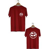 Hero Tasarım BLL2924 Bordo Gizli Sekme Ön Arka Baskılı Bisiklet Yaka Kısa Kollu Erkek T-shirt