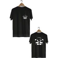 Hero Tasarım BLL2926 Siyah Kalp Ön Arka Baskılı Bisiklet Yaka Erkek T-shirt