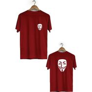 Hero Tasarım BLL2933 Bordo Hacker Ön Arka Baskılı Bisiklet Yaka Kısa Kollu Erkek T-shirt