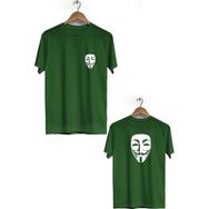 Hero Tasarım BLL2933 Haki Hacker Ön Arka Baskılı Bisiklet Yaka Kısa Kollu Erkek T-shirt