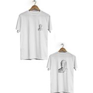 Hero Tasarım BLL297 Beyaz Gazeteye Sarılmış Adam Ön Arka Baskılı Bisiklet Yaka Erkek T-shirt