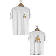 Hero Tasarım BLL3001 Beyaz Fred Çakmaktaş Ön Arka Baskılı Bisiklet Yaka Kısa Kollu Erkek T-shirt