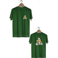 Hero Tasarım BLL3001 Haki Fred Çakmaktaş Ön Arka Baskılı Bisiklet Yaka Kısa Kollu Erkek T-shirt