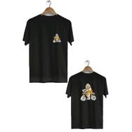 Hero Tasarım BLL3001 Siyah Fred Çakmaktaş Ön Arka Baskılı Bisiklet Yaka Kısa Kollu Erkek T-shirt