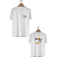 Hero Tasarım BLL3160 Beyaz Naruto Ön Arka Baskılı Bisiklet Yaka Kısa Kollu Erkek T-shirt