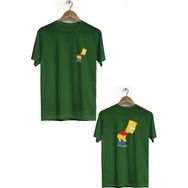 Hero Tasarım BLL3162 Haki Simpson Ön Arka Baskılı Bisiklet Yaka Kısa Kollu Erkek T-shirt