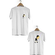 Hero Tasarım BLL3163 Beyaz Simpson Ön Arka Baskılı Bisiklet Yaka Kısa Kollu Erkek T-shirt