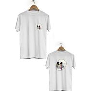 Hero Tasarım BLL3262 Beyaz Kuru Kafa Ön Arka Baskılı Bisiklet Yaka Kısa Kollu Erkek T-shirt