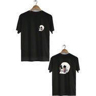 Hero Tasarım BLL3262 Siyah Kuru Kafa Ön Arka Baskılı Bisiklet Yaka Kısa Kollu Erkek T-shirt