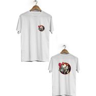 Hero Tasarım BLL3293 Beyaz Horror Ön Arka Baskılı Bisiklet Yaka Erkek T-shirt