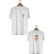 Hero Tasarım BLL3296 Beyaz Havuç Ön Arka Baskılı Bisiklet Yaka Erkek T-shirt