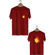 Hero Tasarım BLL334 Bordo Fire Ön Arka Baskılı Bisiklet Yaka Kısa Kollu Erkek T-shirt
