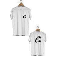 Hero Tasarım BLL3402 Yapboz Ön Arka Baskılı Bisiklet Yaka Kısa Kol Beyaz Kadın T-shirt