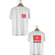 Hero Tasarım BLL478 Beyaz Follow Me Ön Arka Baskılı Bisiklet Yaka Kısa Kollu Erkek T-shirt