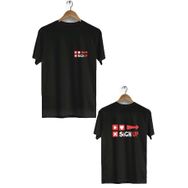 Hero Tasarım BLL482 Siyah Sign Up Ön Arka Baskılı Bisiklet Yaka Kısa Kollu Erkek T-shirt