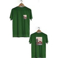 Hero Tasarım BLL509 Haki İstanbul Ön Arka Baskılı Bisiklet Yaka Kısa Kollu Erkek T-shirt