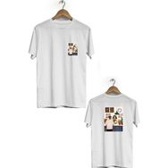 Hero Tasarım BLL524 Beyaz Kafe Ön Arka Baskılı Bisiklet Yaka Kısa Kollu Erkek T-shirt